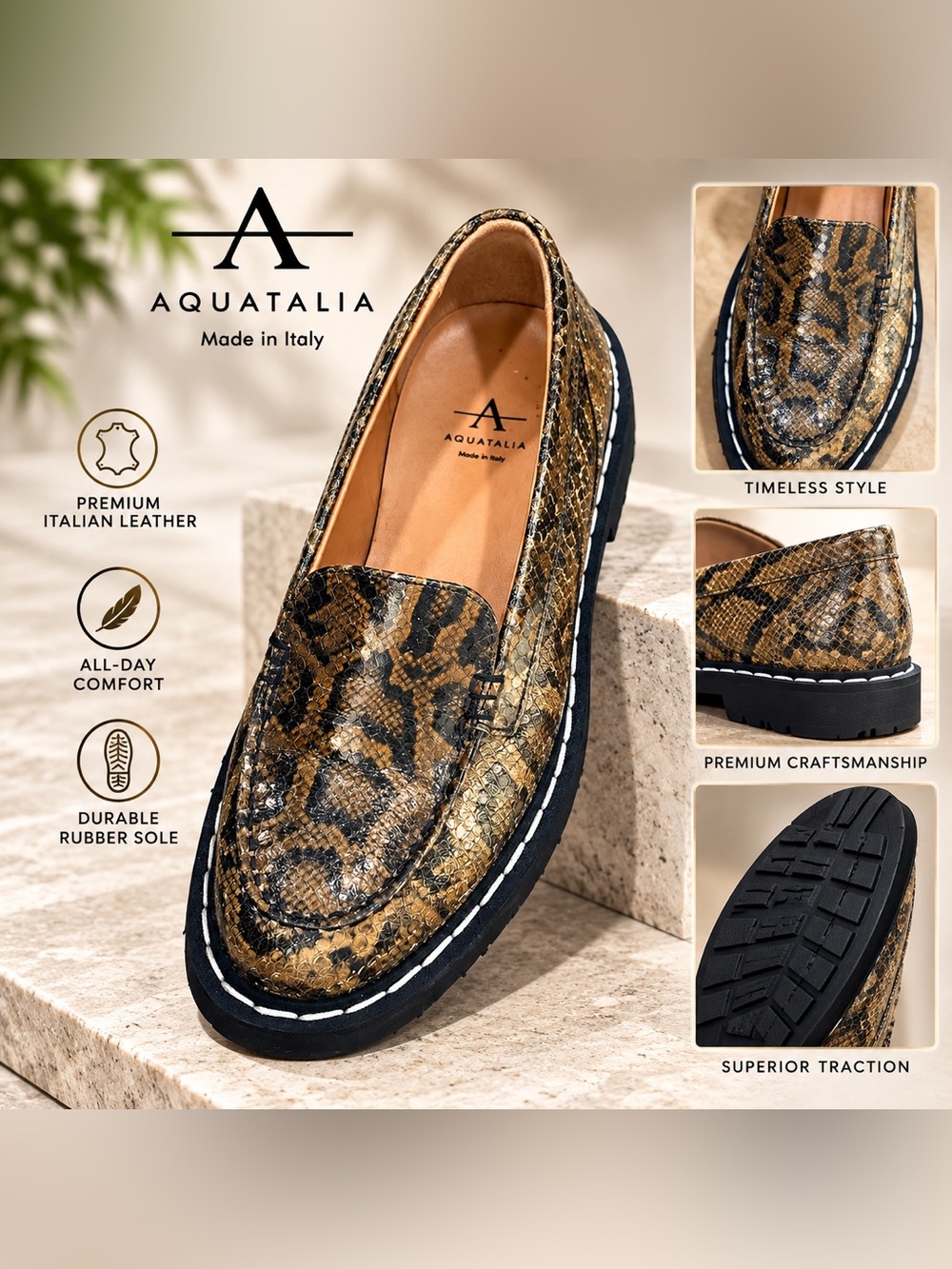 AQUATALIA Women's Premium Italian Leather Loafers